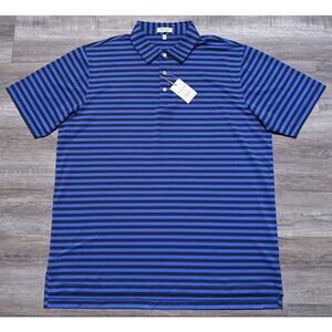 NEW Peter Millar Summer Comfort Men's Size M Navy Striped Mesh Golf Polo Shirt